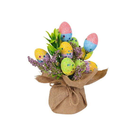 Lilixerw Easter Egg Potted Planter,Easter Plantpot Tabletop Decor for Spring,Festive Centerpiece for Home,Mantel,Garden,Multicolor,11.02x4.72 Inch