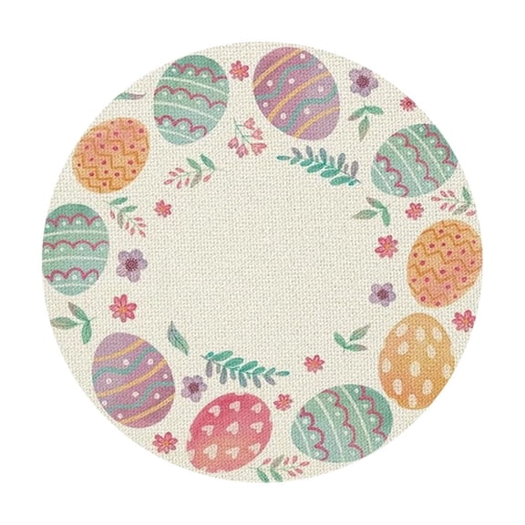 Lilixerw Easter Egg Round Placemat,Holiday Table Decor for Spring Dining,Polyester Washable Table Mats,Water Resistant & Easy Clean,Protects Table from Stains,14.57 Inch