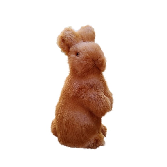 Lilixerw Easter Fuzzy Flocking Standing Bunny Figurine,Realistic Cute Rabbit Statue,Soft Plush Home Tabletop Decor,Spring Festival Gift for Indoor,Mantel,Shelf,Table,6.7x3.15x2.8 in,Brown