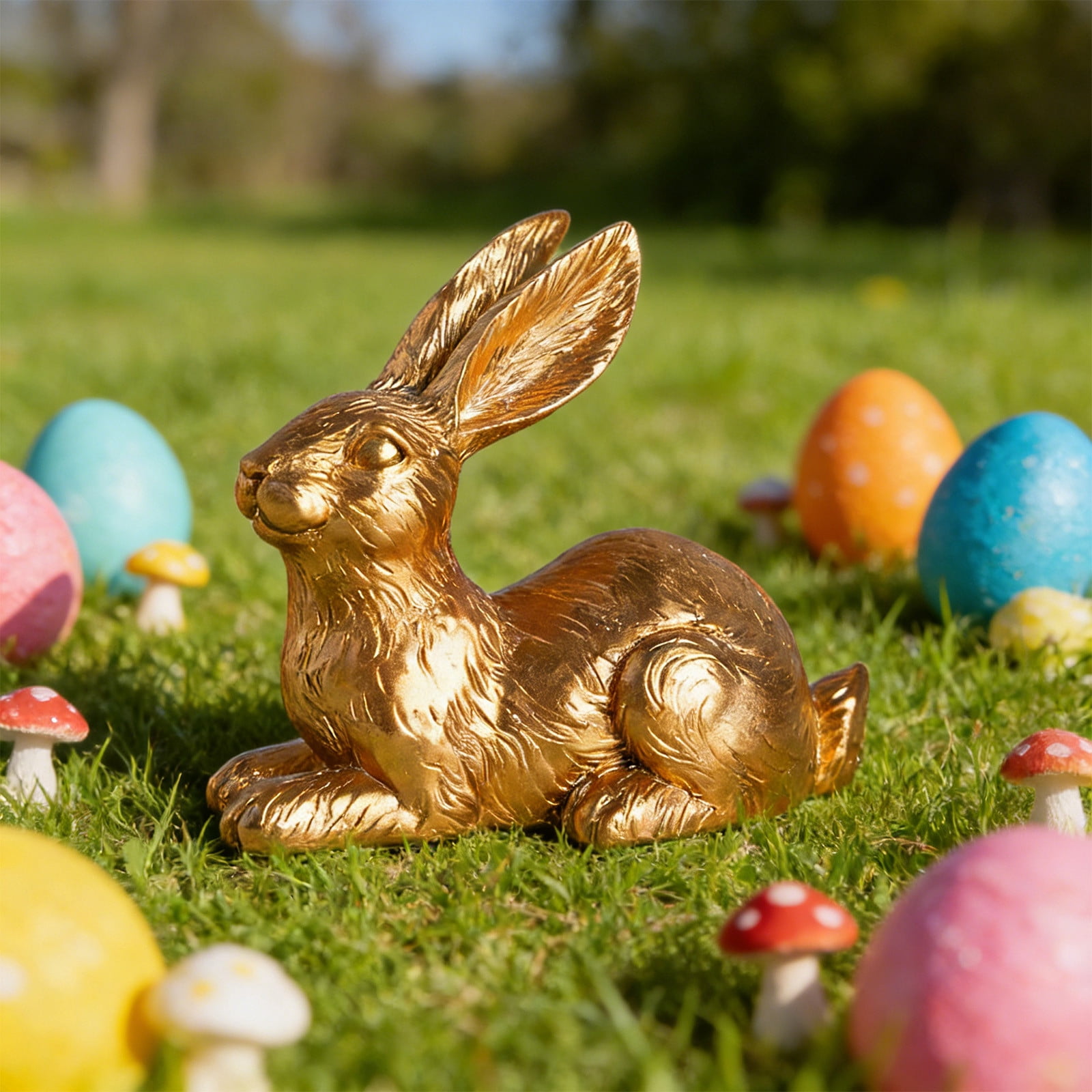 Lilixerw Easter Golden Bunny Garden Decoration,Golden Rabbit Garden ...