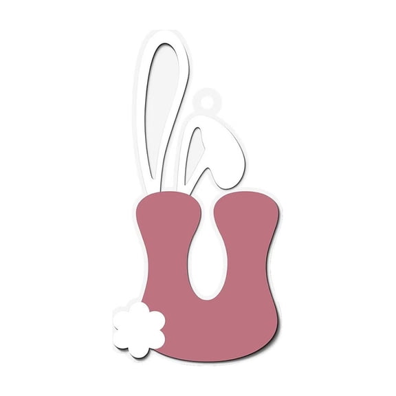 Lilixerw Easter Wooden Bunny Ear 26 Letter Ornament,Hand-Painted Alphabet Decorative Hanging Sign for Wall Door Window,Yard Living Room Spring Party Decor,Green,3.9x2.16 Inch,(U)