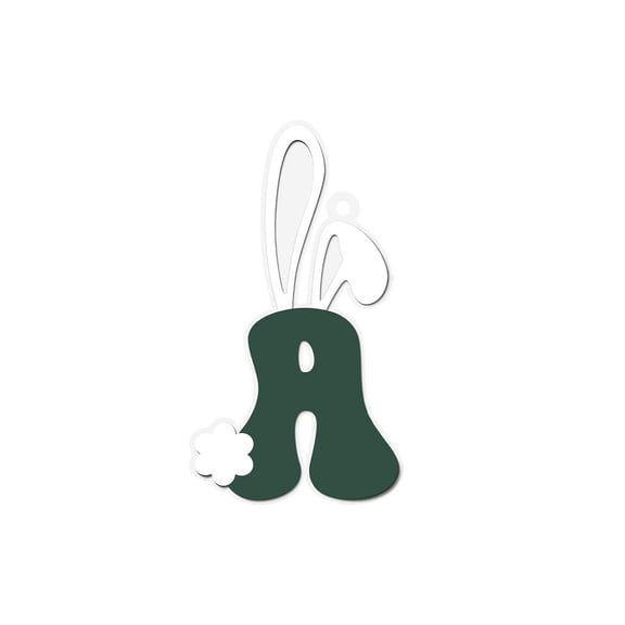 Lilixerw Easter Wooden Bunny Ear 26 Letter Ornament,Hand-Painted Alphabet Decorative Hanging Sign for Wall Door Window,Yard Living Room Spring Party Decor,Green,3.9x2.16 Inch,(A)
