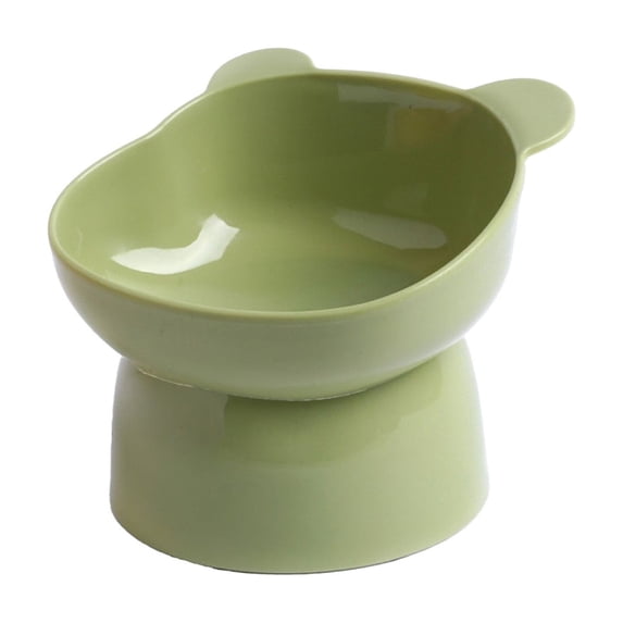 Lilixerw Elevated Cat Food and Water Bowl,Large Capacity Plastic Pet Dish,Neck Support for Easy Digestion & Whisker Relief,Non-Slip Base Design,5.12 x 5 inch,Green