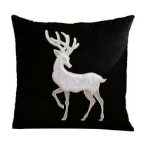 Lilixerw Embroidered Christmas Pillowcase,17.7x17.7Inch Reindeer Pattern Pillow Cover for Sofa,Winter Holiday Home Decor,Christmas Gift,Black