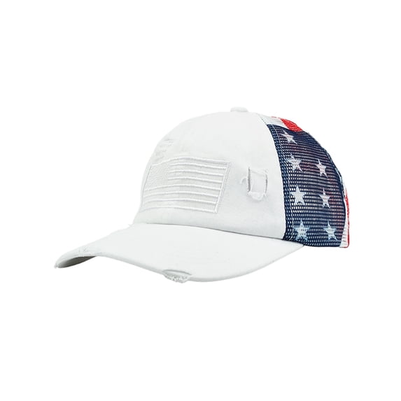 Lilixerw Flag Pattern Trucker Hat, Distressed Curved Brim Baseball Cap with Embroidery Detail, for Outdoor Gathering and Daily Wear Decoration, 7.08x5.11x3.14 inch