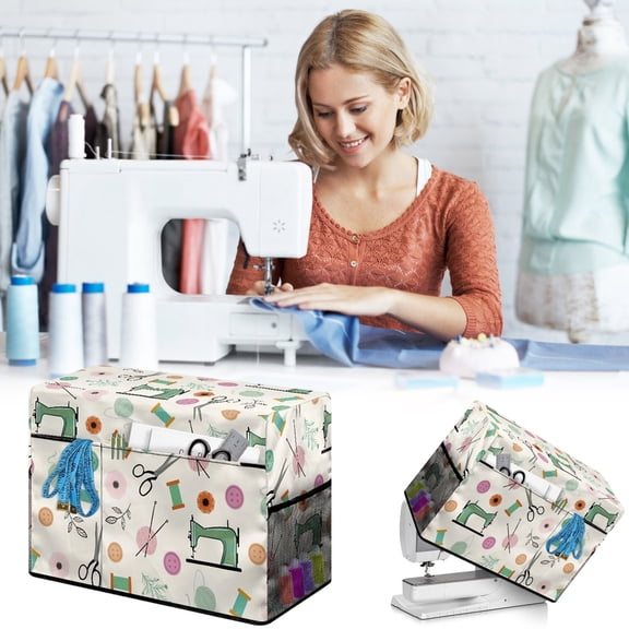 Lilixerw Floral Sewing Machine Cover,Waterproof Dustproof Protective Cover with Storage Bag,Fits Most Sewing Machines,Universal Multifunctional Fabric Protector for Home,with Flower Print