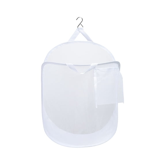 Lilixerw Foldable Laundry Sorter Basket with 3 Sections,Wall Mounted Dirty Clothes Storage Basket,Breathable Mesh Storage Bin with Pocket for Bathroom,Bedroom,Laundry Room,20.7x15.7x12in,White