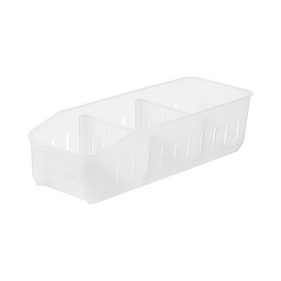 Lilixerw Food Storage Organizer Bins,Clear Plastic Bins for Pantry,Kitchen,Fridge,Cabinet Organization and Storage with 3 Compartment Holder,13.58 x 4.72 x 3.34 inch