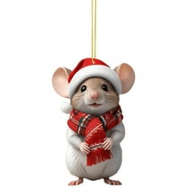 Lilixerw Funny Mouse Christmas Ornament,Flat 2D Acrylic Festival Hanging Decor for Xmas Tree,Holiday Home Pendant,Xmas Gifts