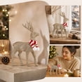 thumbnail image 1 of Lilixerw Glitter Reindeer Figurine with Knit Scarf, Gold Standing Deer Statue 12 inch Xmas Tabletop Decoration for Mantel Shelf Home Decorations, 1 of 7