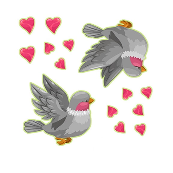 Lilixerw Glows in The Dark Valentines Day Bird Pattern Stickers,Romantic Window & Wall Decals,Removable & Waterproof Decor for Doors,Glass,Bedroom,3.94x3.94 Inch