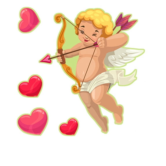 Lilixerw Glows in The Dark Valentines Day Cupid Pattern Stickers,Romantic Window & Wall Decals,Removable & Waterproof Decor for Doors,Glass,Bedroom,3.94x3.94 Inch