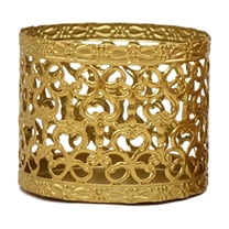 Lilixerw Golden Geometric Openwork Candle Holder,Creates Decorative Light Candle Cup,Home Decor for Tabletop,Shelf,Perfect for Candles & Tealights,Adds Warm Ambiance,3.14x3.14x3.35in,Gold
