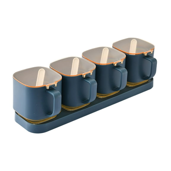 Lilixerw Gourmet Seasoning Box with Serving Spoons and 4 Compartment,Spice Jar Set Condiment Bottle,Kitchen Supplies,Nice Design for Kitchen