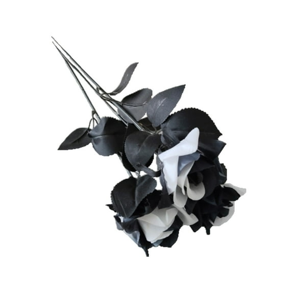 Lilixerw Halloween Artificial Flowers Roses,Black Fake Silk Flower with Long Stem for Halloween Home Wedding Party Decorations,Festival Supplies