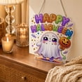 thumbnail image 1 of Lilixerw Halloween Diamond Art Hanging Ornament Decoration, Happy Halloween Letter Ghost Pattern Wall Hanging Sign with Chain, for Door, Porch and Wall Display, 8 inch, 1 of 5