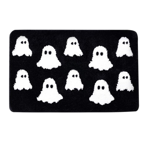Lilixerw Halloween Ghost Pattern Bathroom Rug,Water Absorbent Non-Slip Floor Mats for Living Room,Autumn Halloween Home Decoration