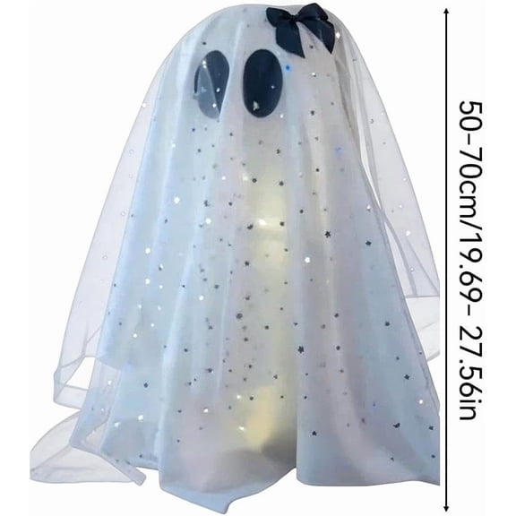 Lilixerw Halloween Light Up Ghost Hanging Figure Decoration, Star Accent Ghost Ornament, for Porch, Yard, Tree and Indoor Outdoor Party Spot, 27.56 inch Max Height