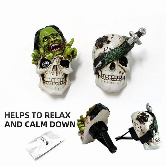 Lilixerw Halloween Skull Decoration Air Fresheners Vent Clips,Cute Skeleton Car Diffuser Decor,Christmas Funny Presents