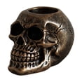 thumbnail image 1 of Lilixerw Halloween Skull Head Candle Holder,Resin Gothic Skeleton Head Crafts for Party Graveyard Outdoor Bar Decor Supplies,Gold, 1 of 6