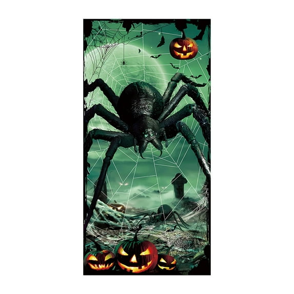 Lilixerw Halloween Spider Door Curtain Decorations,Backdrop Halloween Wallpaper Party Festival Scene Layout Supplies for Front Door Porch