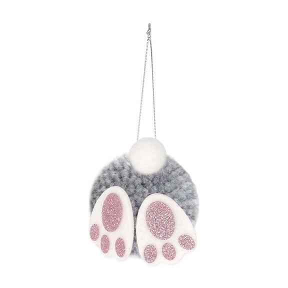 Lilixerw Hanging Easter Bunny Tail Ornaments,Soft Fuzzy Bunny Backing Decor with Reflective Finish,for Tree,Wreath,Home,Easter Party Decorations,Gray