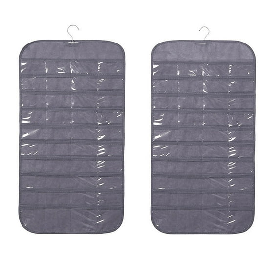 Lilixerw Hanging Jewelry Organizer with 80-Pocket,Dual-sided Jewelry Storage for Earring Necklace Travel Holder,Gray