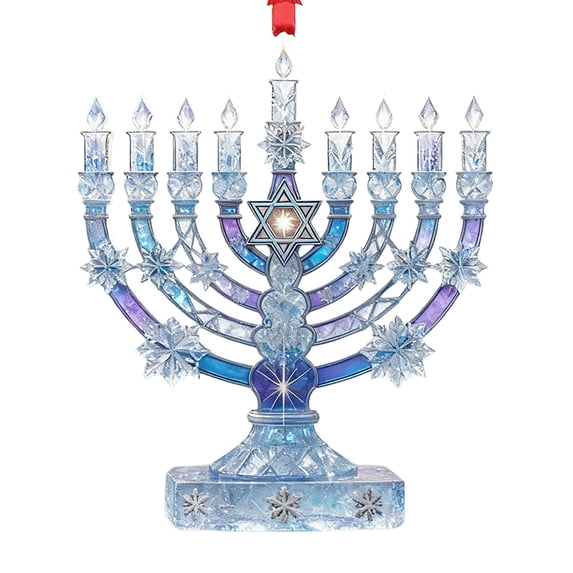 Lilixerw Hanukkah Ornament,3.15 inch Pretty Metal Star with Snowflake Design,Jewish Holiday Decor for Car Mirror Home Tree,Festive Party Supplies