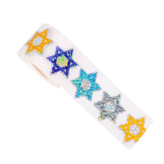 Lilixerw Hanukkah Star Stickers,500Pcs Laser Sealing Stickers for Scrapbooking & Gift Wrapping,Colorful Waterproof Adhesive Stars Holiday Decor,1.9x1.9 in