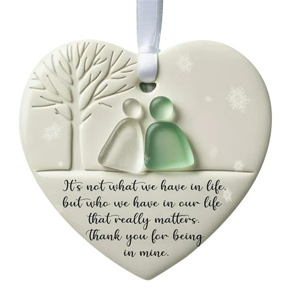 Lilixerw Heart-Shaped Sea Glass Ornaments,3.15 inch Acrylic Friendship Ornament Keepsake,Christmas Pendant for Xmas Tree Hanging Ornaments for Best Friends