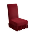 thumbnail image 1 of Lilixerw Heavy Duty Home Solid Color Stretch Chair Covers With Ruffled Edges,Elastic Universal Slipcovers for Dining Office Chairs,Machine Washable Fabric Chair Protectors,14.9-20.4In,Black, 1 of 7