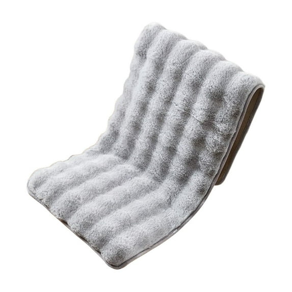 Lilixerw Household Plush Seat Cushion,Non-Slip Thickened Winter Chair Pad with Straps for Chair Stool Sofa,Foldable Indoor Outdoor Use,15.7x53.15in,Gray