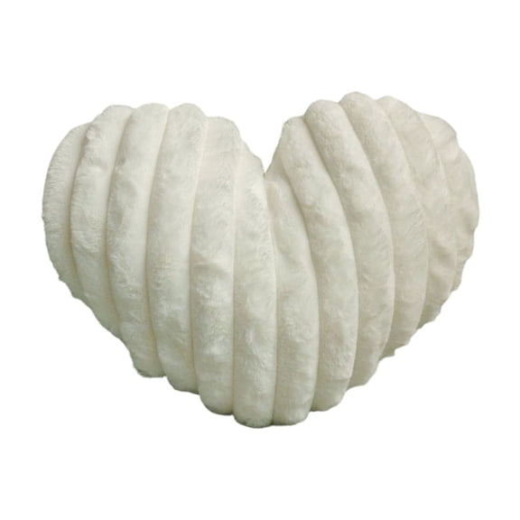 Lilixerw INS Style Heart Shaped Plush Pillow,Knitted Stripe Texture Design,Cuddly Sofa Cushion and Stuffed Toy,Perfect Romantic Gift for Couples,Wedding,Home Decor,16x16 Inch,White