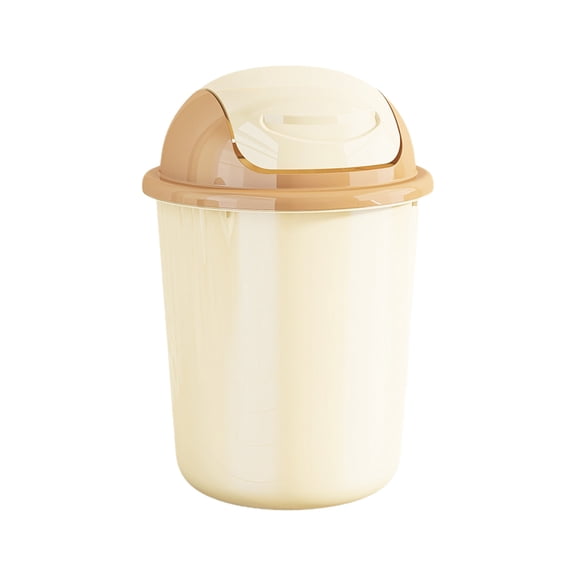 Lilixerw Khaki Round Trash Can, Swing Top Lid Waste Bin for Kitchen Living Room Decoration, Large Trash Basket for Bathroom Home Use, 9.8x14.3 inch