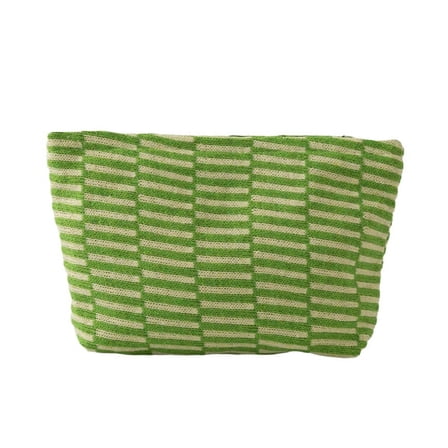 Lilixerw Knitted Stripe Makeup Bag Large Zipper Make Up Accessory Pouch for Purse Cosmetic Brush Bag for Travel Essential