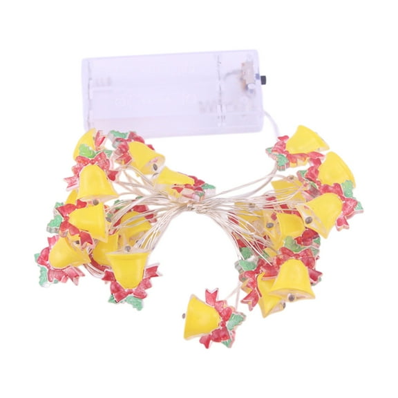 Lilixerw LED Christmas Light String,Xmas Bell Shaped Light String,Battery Powered for Xmas Tree Home Window Decor,118In Yellow