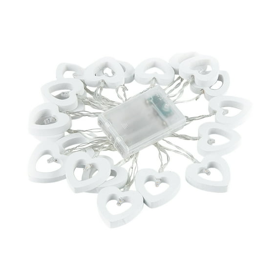 Lilixerw LED Wooden Heart String Lights,20 Warm White Lights 78.74In Battery-Powered Lights String,Valentine's Day Decor for Bedroom Wall Window,White