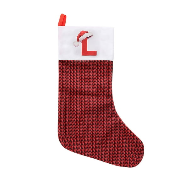 Lilixerw Large Christmas Stocking,Personalized 26-Letter Knitt Xmas Hanging Stocking for Family Gifts,Fireplace Xmas Tree Decor,11.41 x 17.71 x 7.08 inch,L