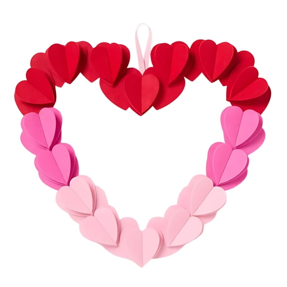 Lilixerw Large Felt Heart Wreath for Valentine‘s Day,Handmade Romantic Heart Hanging Home Decor Gift,for Wedding,Anniversary,Party,Door,Window,Bedroom,13.8x11.8 in,Multicolor