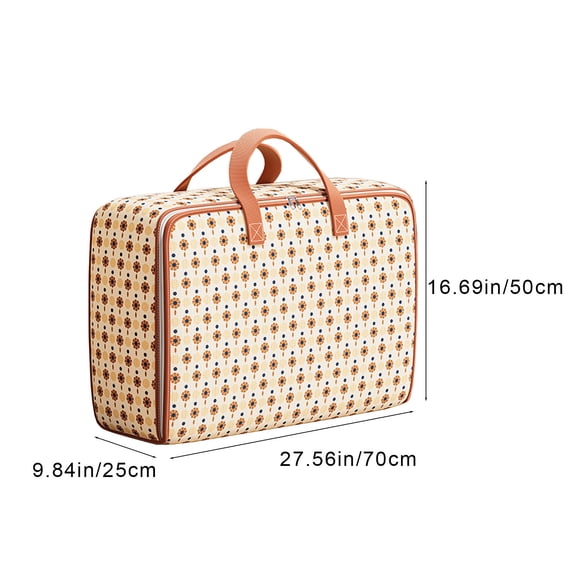 Lilixerw Large Floral Design Brown Clothing Storage Bag,Fabric Organizer Bag with Handles for Travel,Moving,Packing,Space-Saving Wardrobe Storage for Clothes,Blankets,27.56x16.69x9.84 in