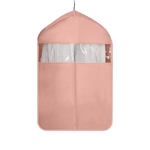 Lilixerw Large Garment Bag for Storage & Travel,Water-Resistant Hanging Suit Cover with Quick-View Window,Folds Storage Bag for Wardrobe,Protects Coats,Suits,Jackets,34.6x23.6x3.9in,Pink