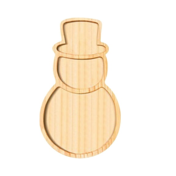 Lilixerw Large Wooden Fruit Tray,Christmas Snowman Design Rustic Serving Platter for Holiday Party,14.96x11.81 Inch Wood Fruit Snack Board,Xmas Dessert Plate,Khaki