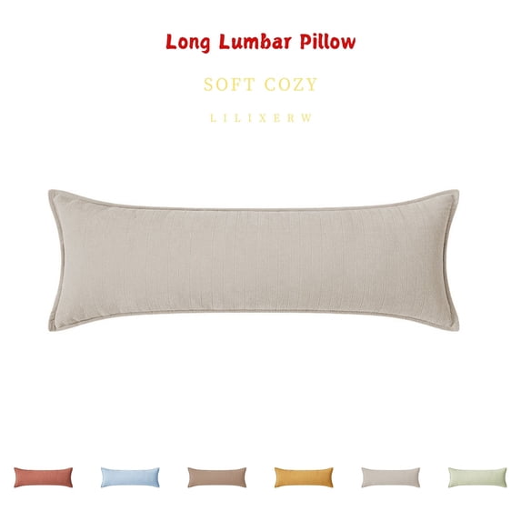 Lilixerw Long Lumbar Pillow 11.81x27.56 inch, Herringbone Bolster Pillow with Insert, Backrest Bed Pillow for Sofa, Bedroom, Living Room Decoration