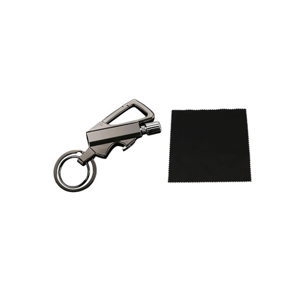 Lilixerw Match Lighter Keychain,3-in-1 Reusable Windproof Survival Tool with Maintenance Cloth,Outdoor Camping Gift,3.5Inch,Black