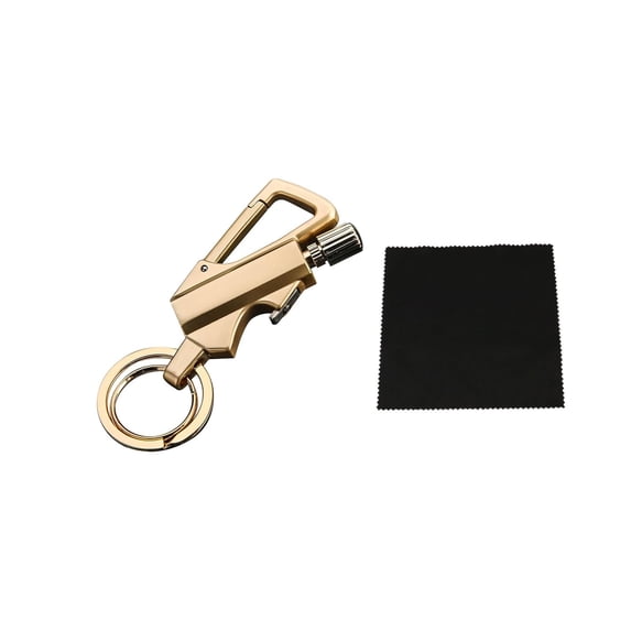 Lilixerw Match Lighter Keychain,3-in-1 Reusable Windproof Survival Tool with Maintenance Cloth,Outdoor Camping Gift,3.5Inch,Gold
