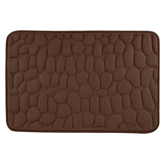 Lilixerw Memory Foam Bath Mat,Cobblestone Bathroom Rugs Non Slip Water Absorbent Bath Mats for Tub,Toilet and Floor Entrance,Coffee