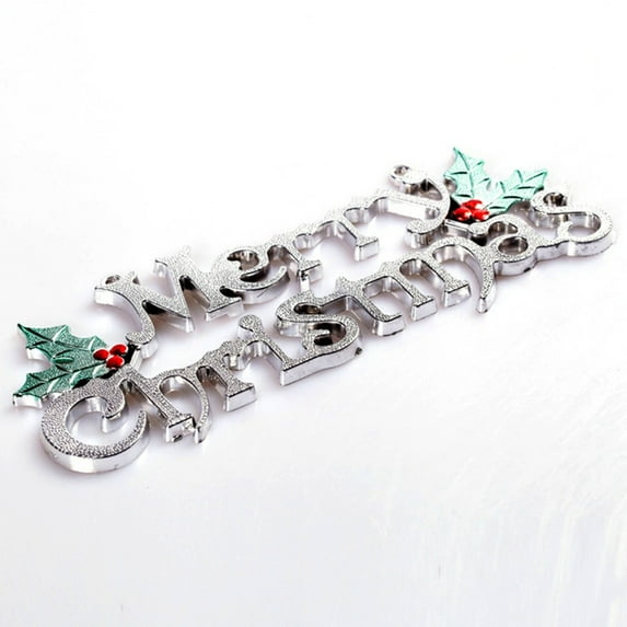 Lilixerw Merry Christmas Sign,Hanging Wall Decor for Holiday Season,Festive Home Office Xmas Decorations,5.5Inch Silver Plastic Letters