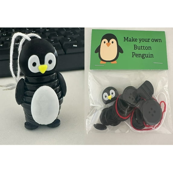 Lilixerw Penguin Button Ornament,Black Animal Sewing Accessories for DIY Crafts,Clothing&Gift Decoration,Cute Animal Pattern Buttons
