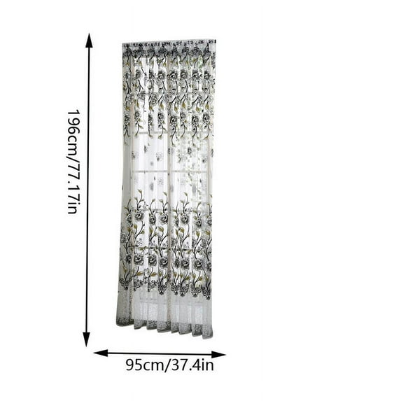 Lilixerw Peony Sheer Window Curtain for Bedroom,Floral Embroidered Gauze Valance Curtain for Living Room,Lace Cafe Curtain Panel,Gray