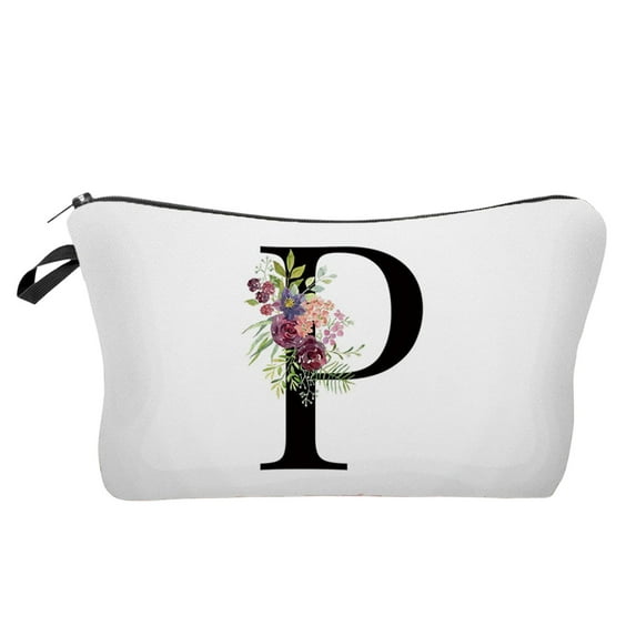 Lilixerw Personalized Letter Pattern Makeup Bag,Waterproof Travel Cosmetic Pouch with Zipper,Cute Toiletry Organizer Bag,Gift Ideal for Women Teacher